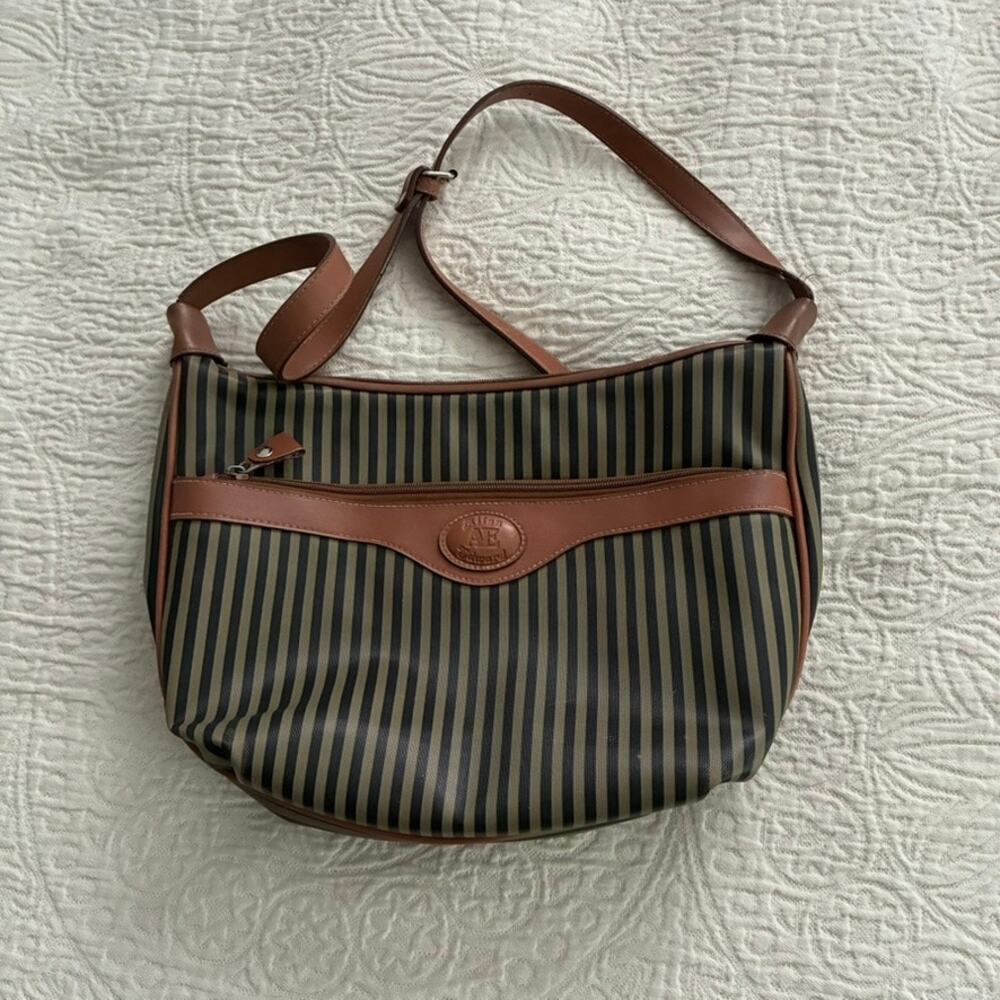 Allen Edward Black/Khaki Striped Purse